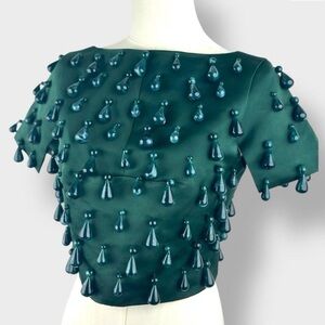 Cult Gaia Green Embellished Crop Top stunning for holidays
